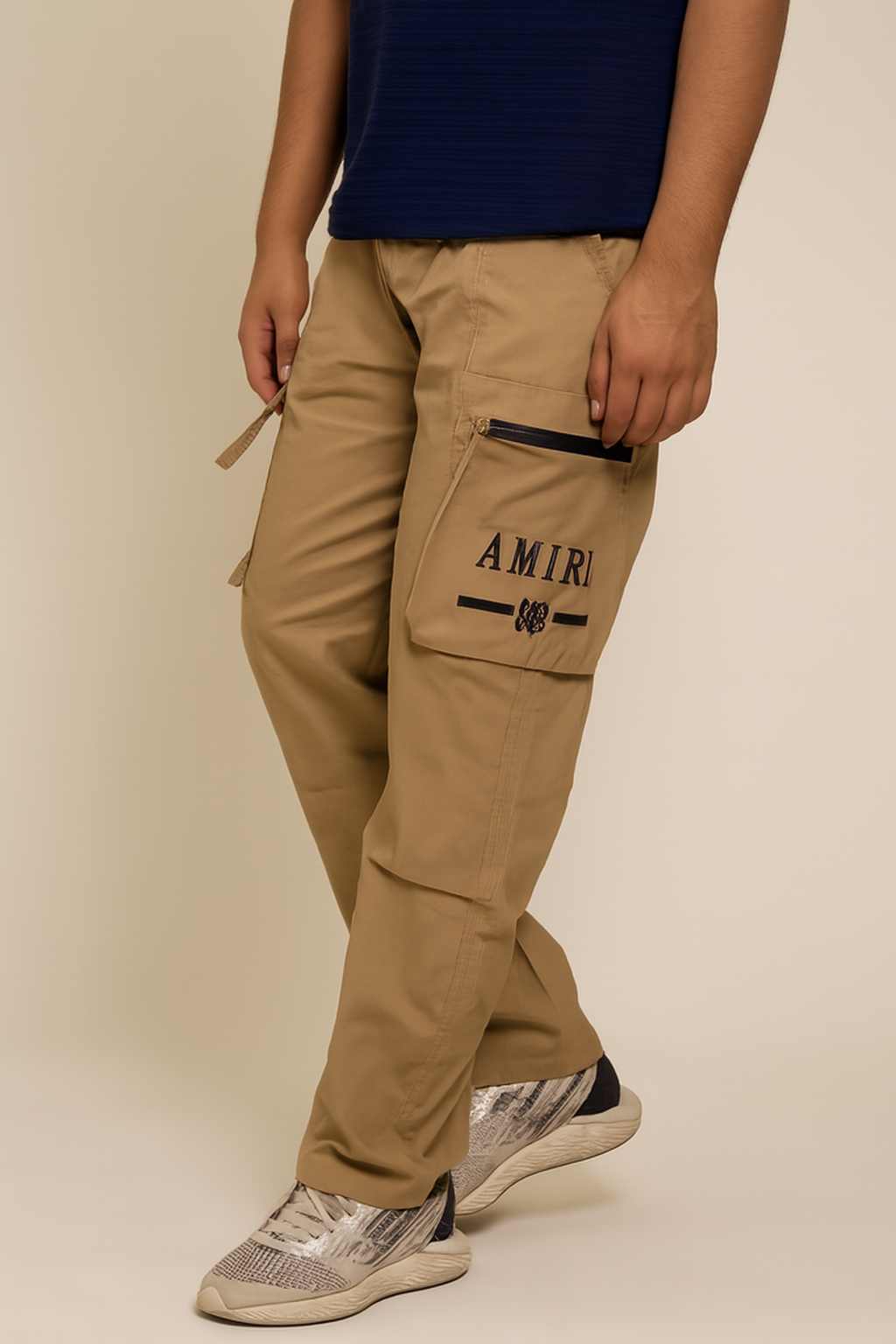 Baggy-Fit Cargo Trousers (Cotton Stretch Fabric)
