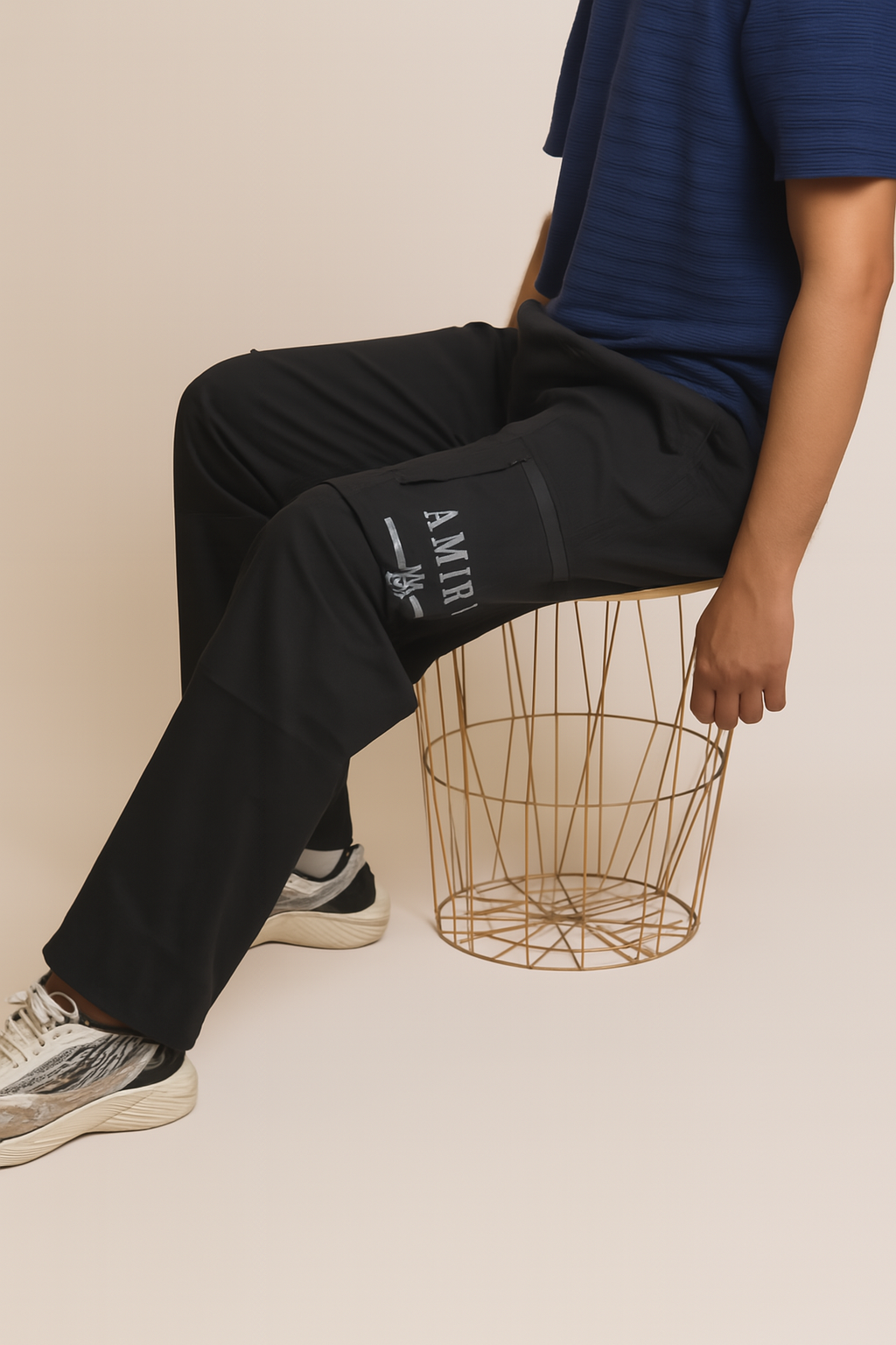Baggy-Fit Cargo Trousers (Cotton Stretch Fabric)